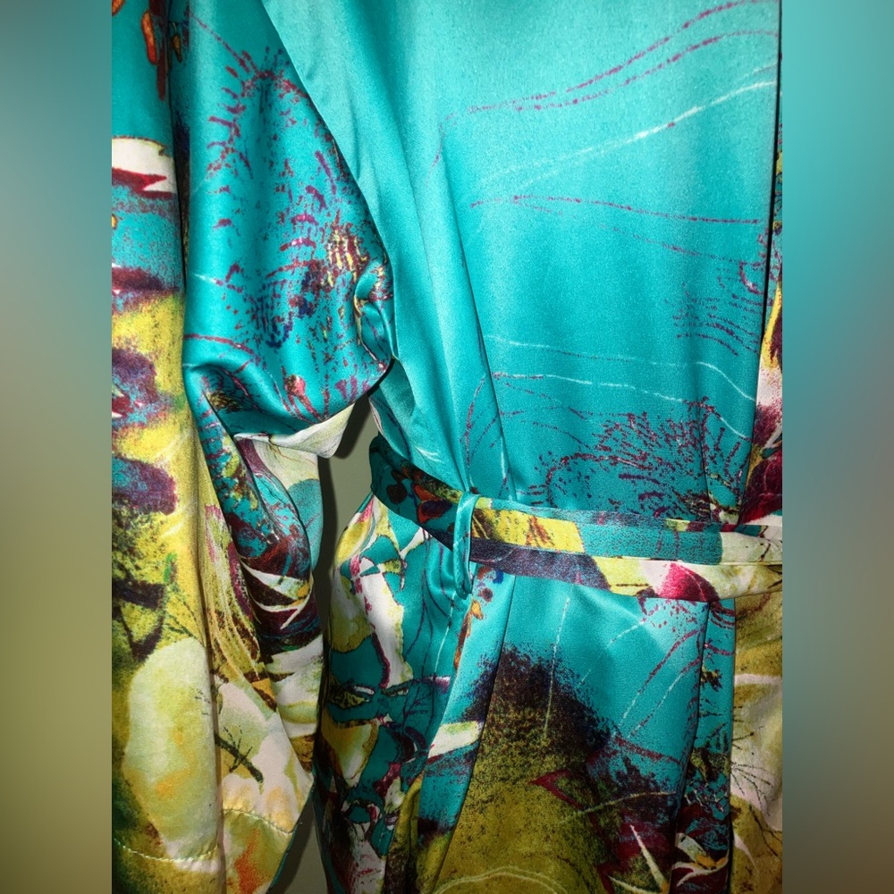 Natori private Luxuries Josie silky tropical spring summer robe kimono lingerie - Picture 4 of 5